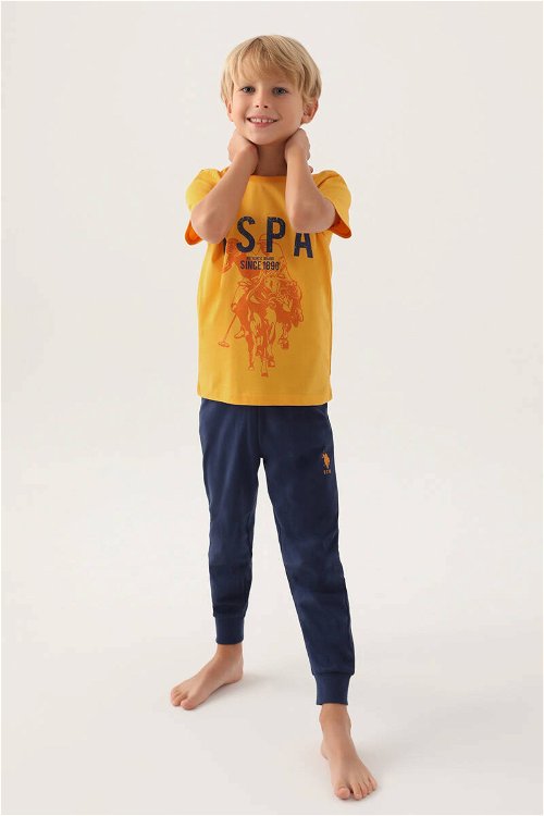 U.S. Polo Assn Lisanslı Hat Hardal Erkek Çocuk Pijama Takımı