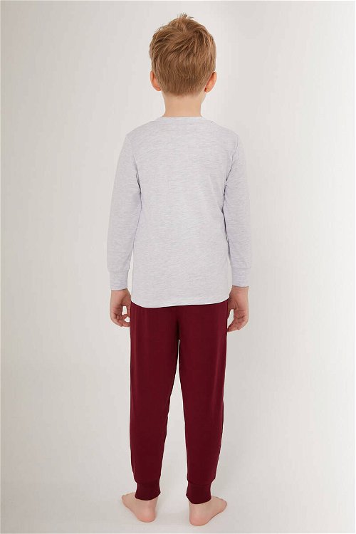 U.S. Polo Assn Line Pattern Beyaz Erkek Çocuk Uzun Kol Pijama Takım