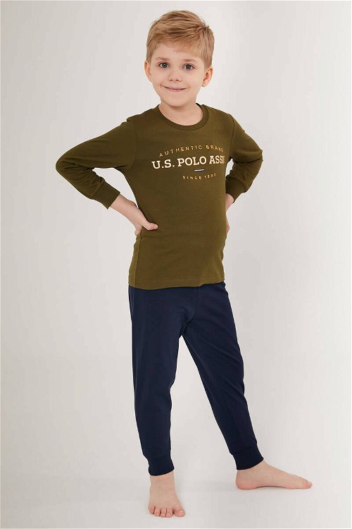 U.S. Polo Assn Shiny Lacivert Erkek Çocuk Uzun Kol Pijama Takım
