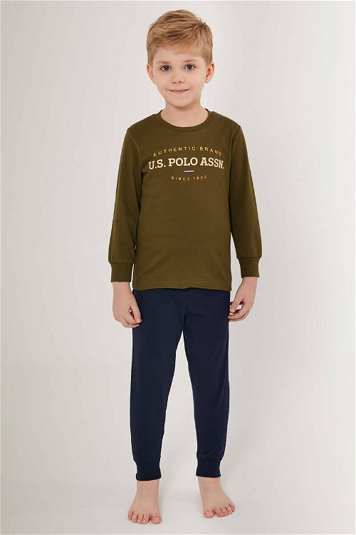 U.S. Polo Assn Shiny Lacivert Erkek Çocuk Uzun Kol Pijama Takım