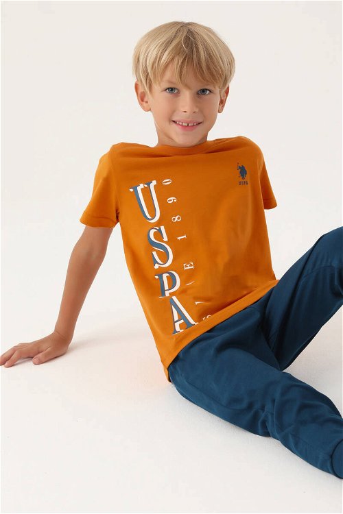 U.S. Polo Assn Lisanslı Graphic Turuncu Erkek Çocuk Pijama Takımı