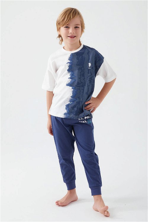 U.S. Polo Assn İntense Creams Krem Erkek Çocuk Kısa Kol Pijama Takım