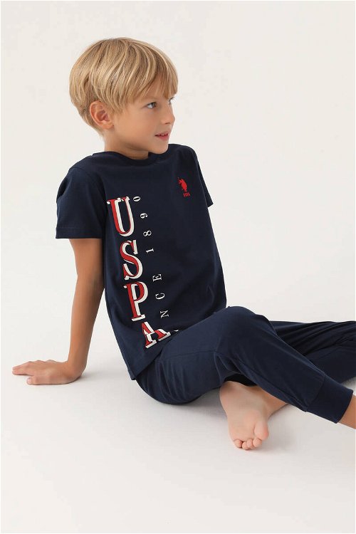 U.S. Polo Assn Lisanslı Graphic Lacivert Erkek Çocuk Pijama Takımı