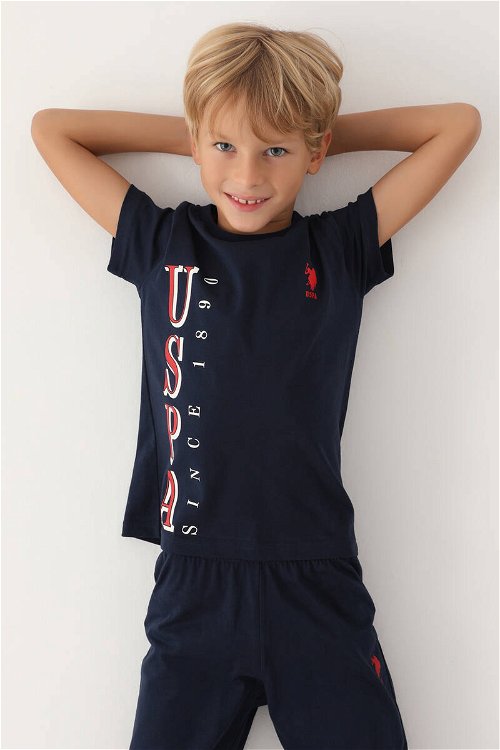 U.S. Polo Assn Lisanslı Graphic Lacivert Erkek Çocuk Pijama Takımı