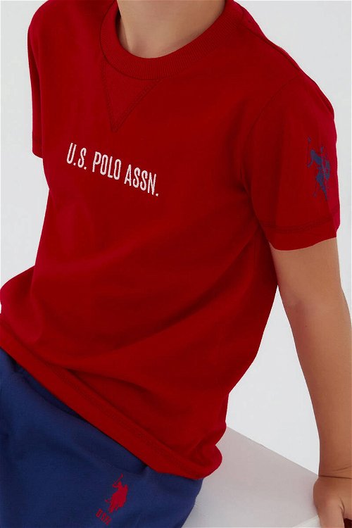 U.S. Polo Assn Dark Red Texture Kırmızı Erkek Çocuk Kapri Takım