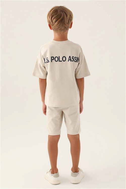 U.S. Polo Assn Lisanslı Straight Bej Erkek Çocuk Bermuda Takım