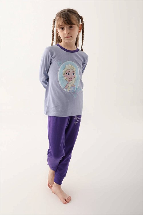 Frozen Açık İndigo Kız Çocuk Uzun Kol Pijama Takım