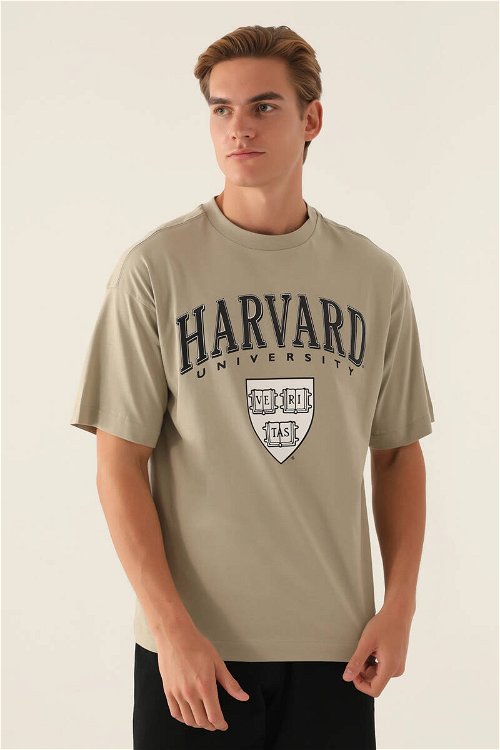 Harvard Veritas Açık Haki Erkek T-Shirt