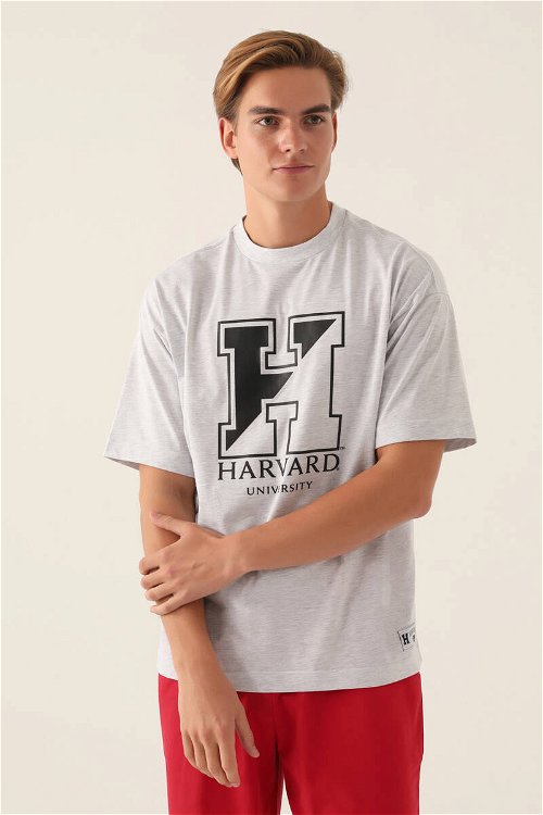 Harvard Universty Kar Melanj Erkek T-Shirt