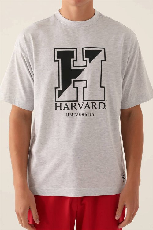 Harvard Universty Kar Melanj Erkek T-Shirt