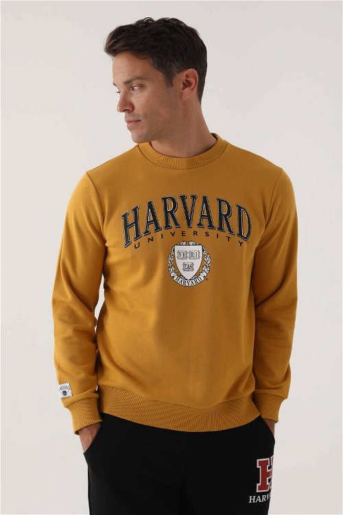 Harvard Koyu Hardal Erkek Sweatshirt