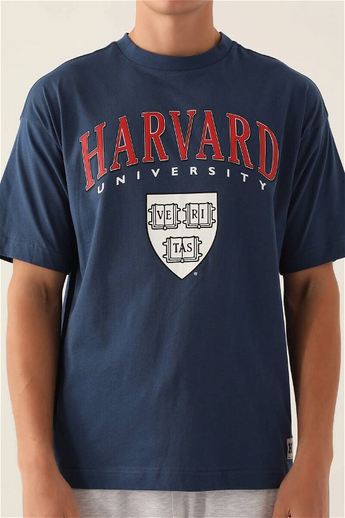 Harvard Veritas Koyu İndigo Erkek T-Shirt