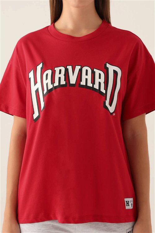 Harvard Patterned Kırmızı Kadın T-Shirt