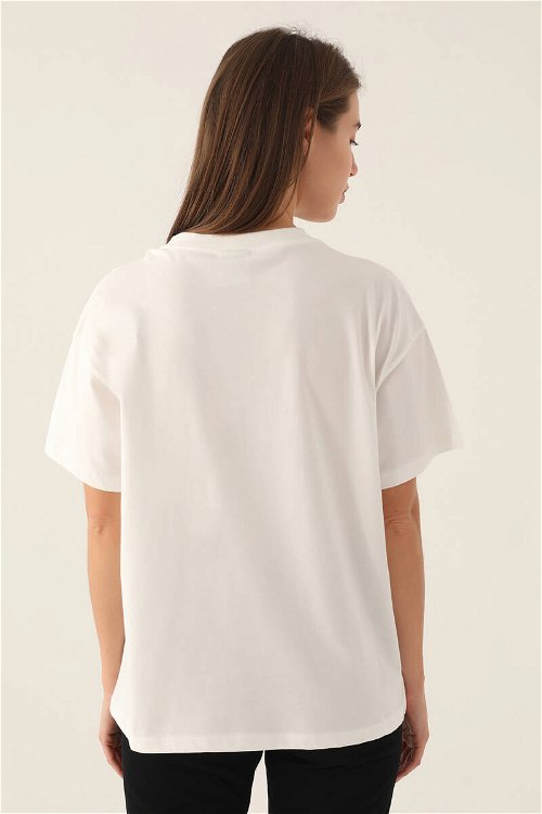Harvard Simple Krem Kadın T-Shirt