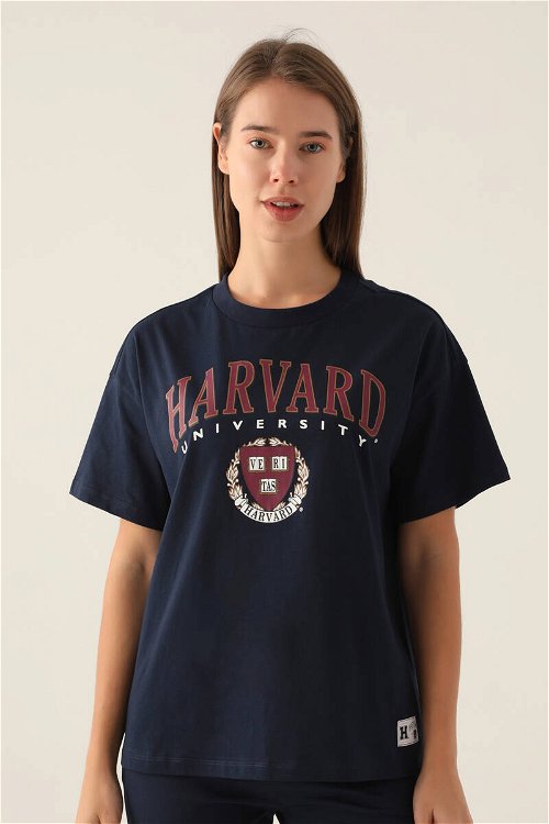 Harvard Simple Lacivert Kadın T-Shirt