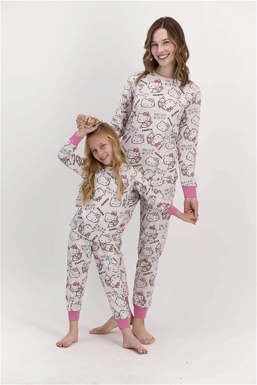 Hello Kitty Lisanslı Bejmelanj Kadın Pijama Takımı