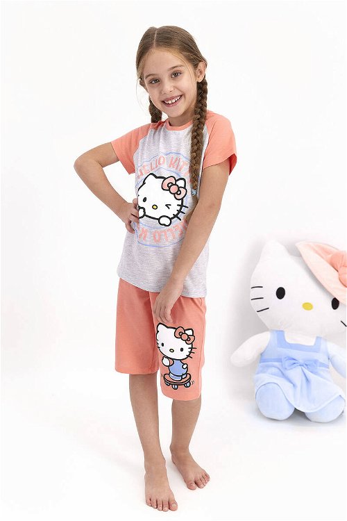 Hello Kitty Lisanslı Karmelanj Kız Çocuk Kapri Takım