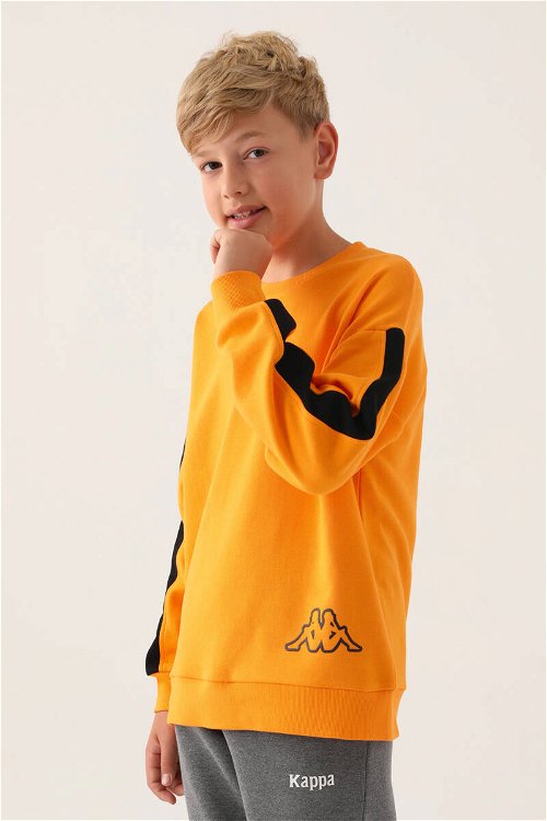 Kappa Oranj Bisiklet Yaka Kol Detay Erkek Çocuk Sweatshirt