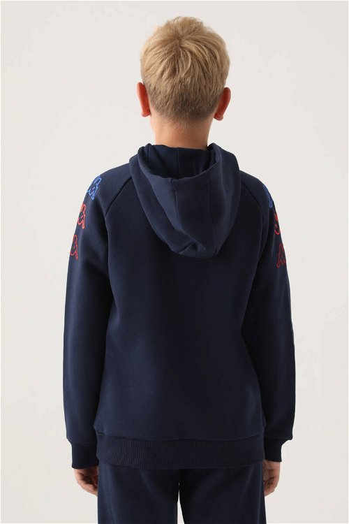 Kappa Lacivert Yaka Fermuarlı Baskı Detay Erkek Çocuk Sweatshirt
