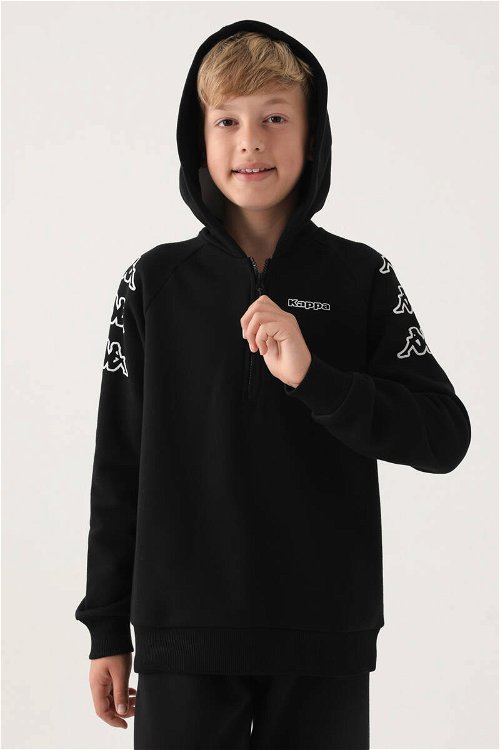 Kappa Siyah Yaka Fermuarlı Baskı Detay Erkek Çocuk Sweatshirt