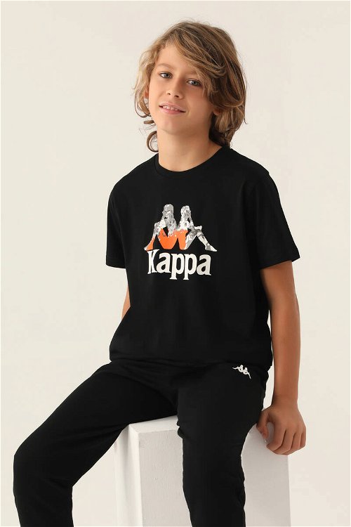 Kappa Branded Siyah Erkek Çocuk T-Shirt