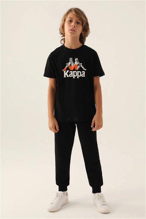 Kappa Branded Siyah Erkek Çocuk T-Shirt