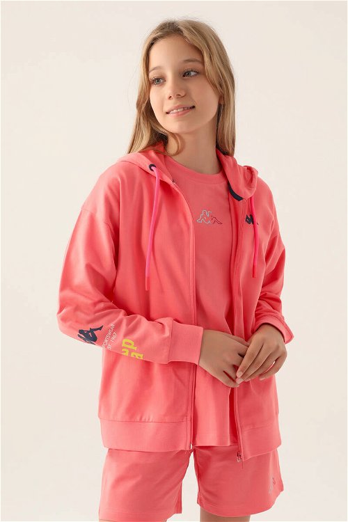 Kappa Wear Neon Pembe Kız Çocuk Sweatshirt