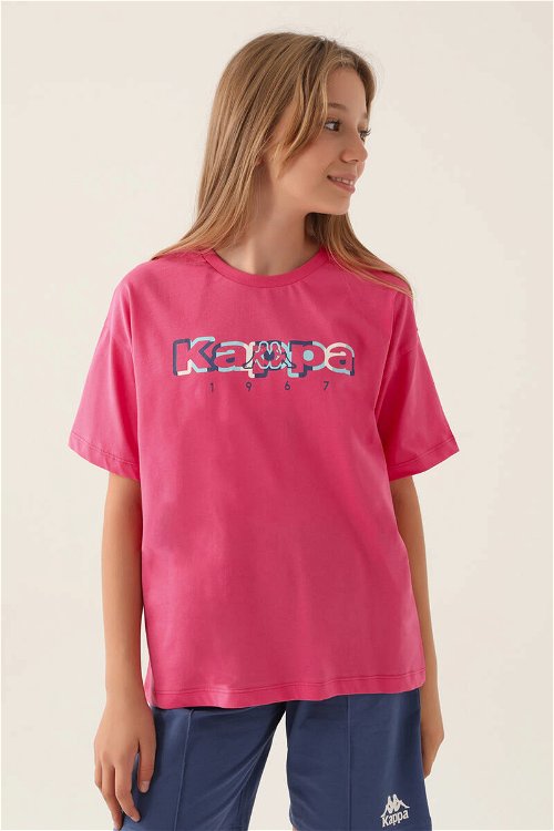 Kappa Text Printed Açık Fuşya Kız Çocuk T-Shirt
