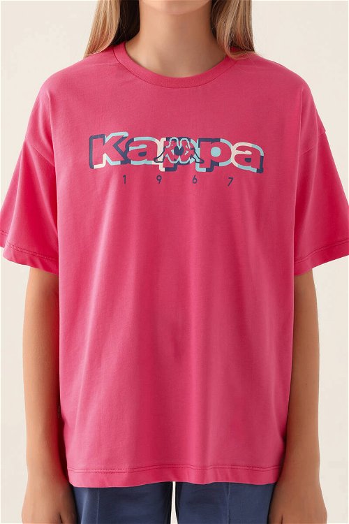 Kappa Text Printed Açık Fuşya Kız Çocuk T-Shirt