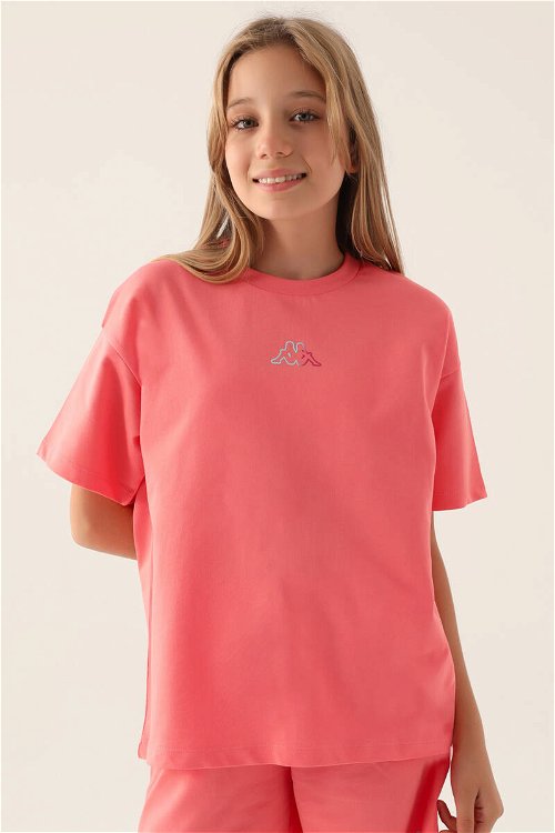 Kappa Emblem Neon Pembe Kız Çocuk T-Shirt