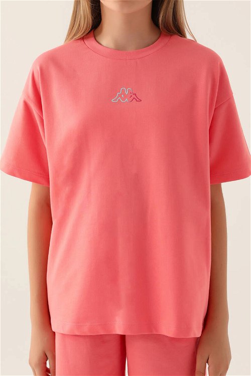 Kappa Emblem Neon Pembe Kız Çocuk T-Shirt