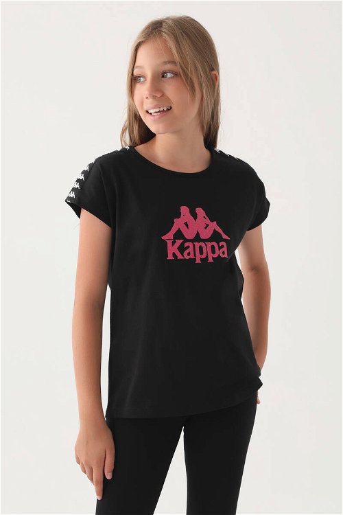 Kappa Siyah Kol Detay Ön Baskılı Kız Çocuk T-Shirt
