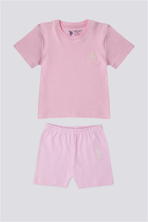 U.S. Polo Assn Candy Pink Açık Pembe Bebek Tshirt Takım
