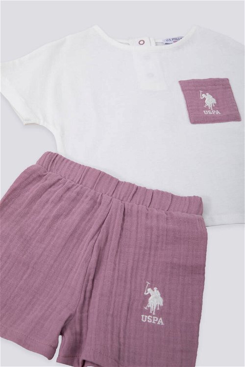 U.S. Polo Assn Stylish Detail Krem Bebek Tshirt Takım