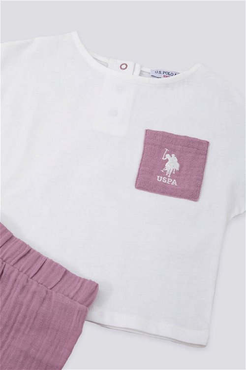 U.S. Polo Assn Stylish Detail Krem Bebek Tshirt Takım