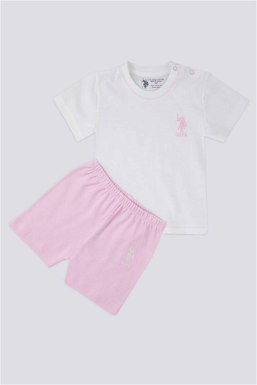 U.S. Polo Assn Candy Pink Krem Bebek Tshirt Takım