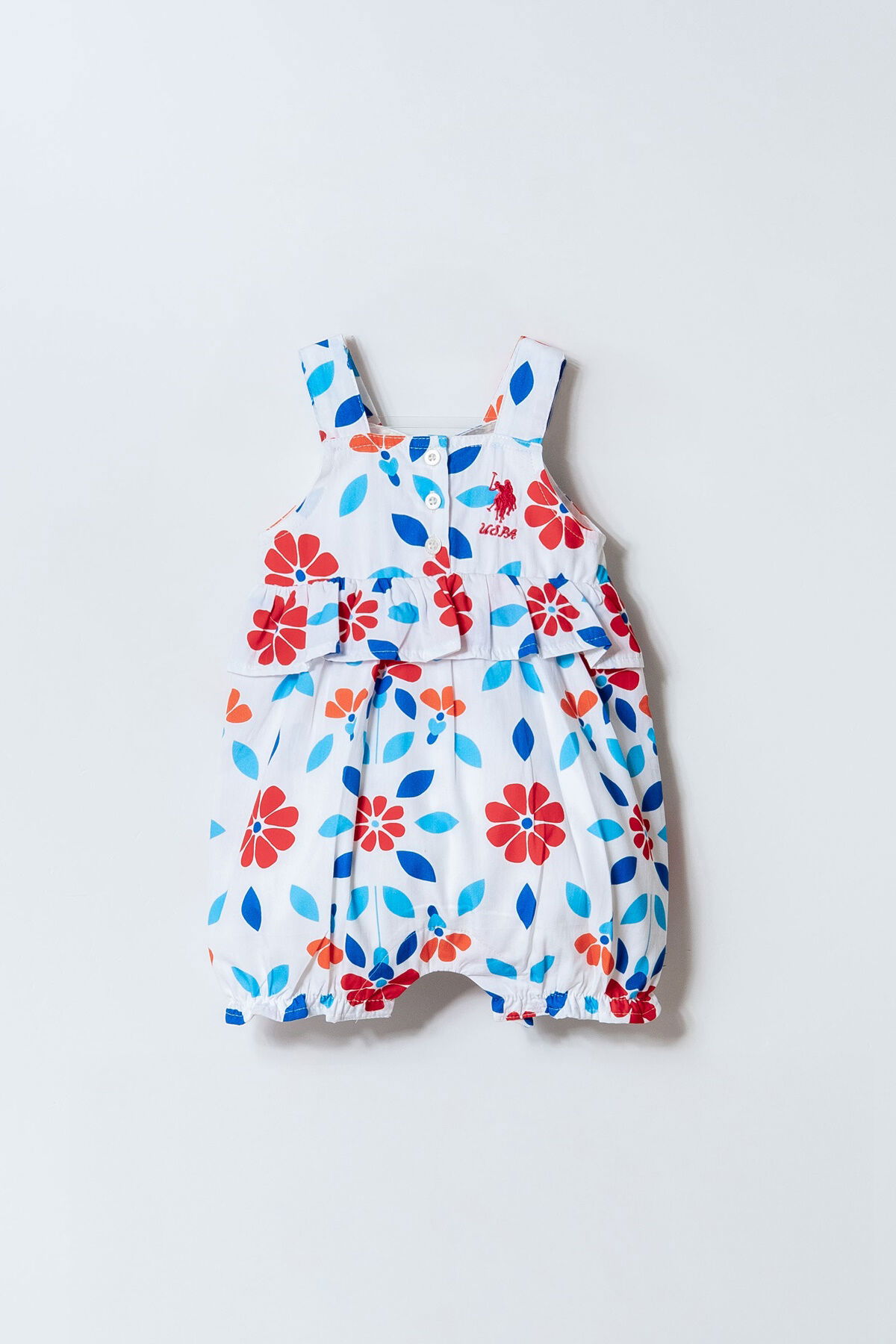 U.S. Polo Assn - U.S. Polo Assn. Kız Bebek Dokuma Beyaz Tulum