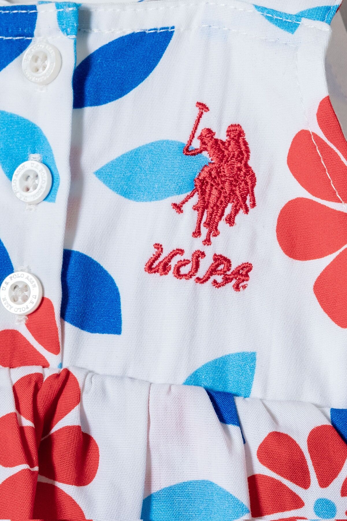 U.S. Polo Assn - U.S. Polo Assn. Kız Bebek Dokuma Beyaz Tulum (1)