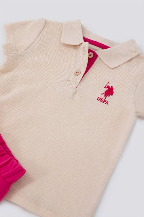 U.S. Polo Assn Creamy İntensity Açık Kahve Bebek Tshirt Şort Takım