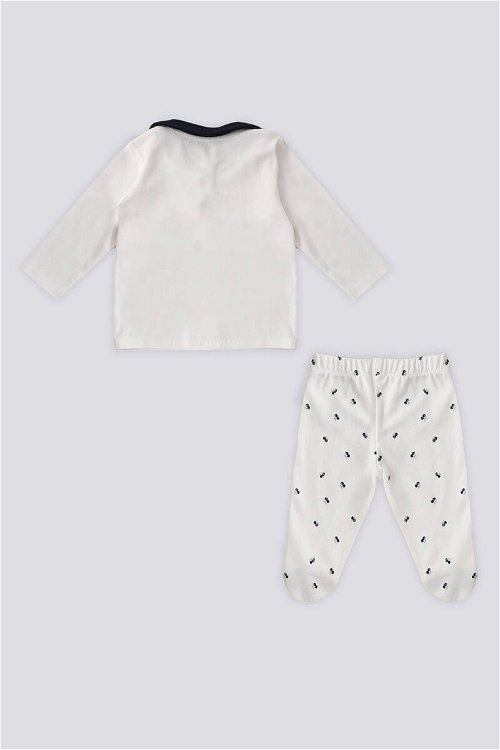 U.S. Polo Assn Krem Çıtçıtlı Gömlek Yaka Patikli Alt Bebek 3'Lü Takım
