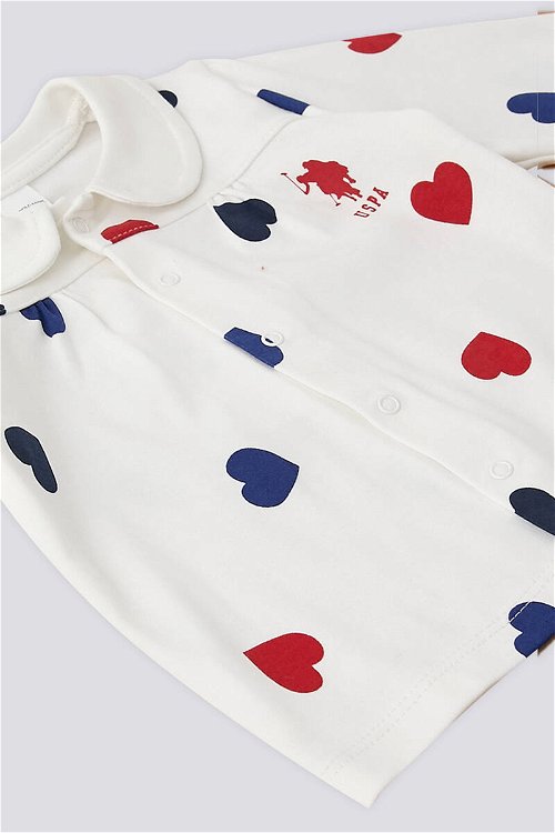 U.S. Polo Assn Ekru Kalp Desen Çıtçıtlı Gömlek Yaka Bebek 2 Li Takım