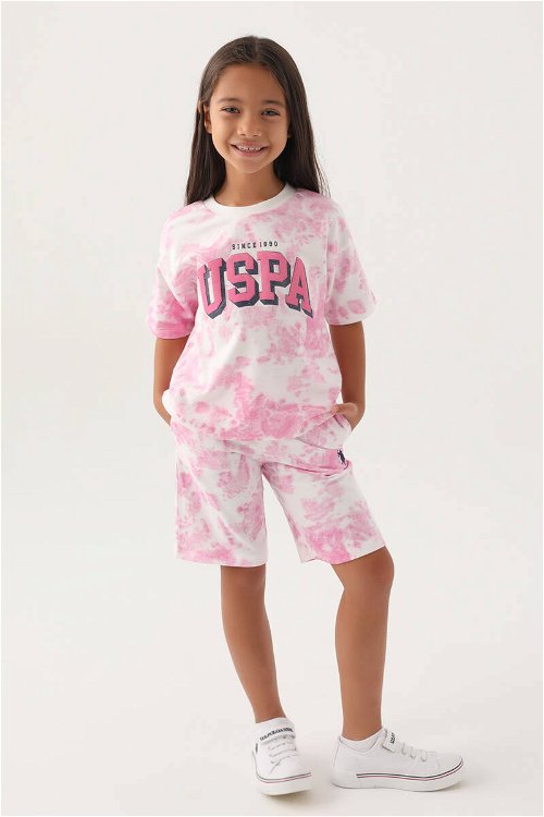 U.S. Polo Assn Lisanslı Batik Mor Kız Çocuk Bermuda Takım