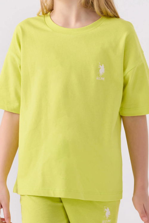 U.S. Polo Assn Kız Çocuk Lime Bermuda Takım