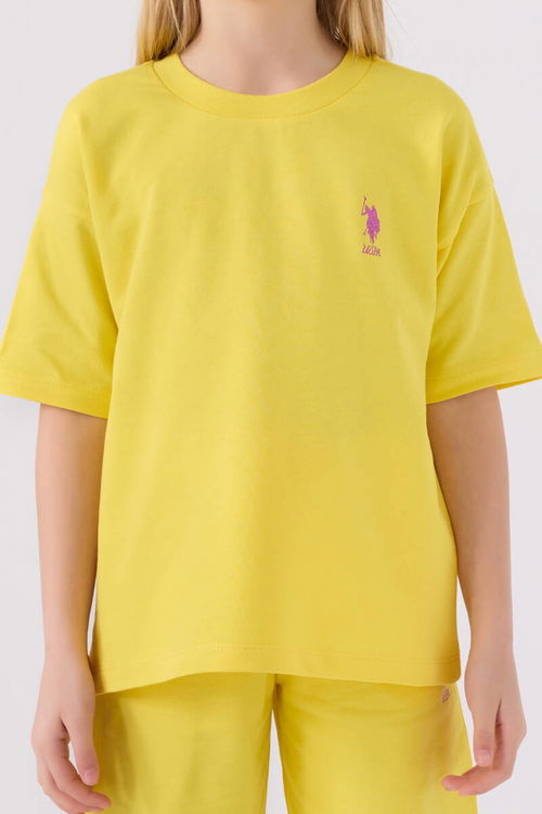 U.S. Polo Assn Kız Çocuk Limon Bermuda Takım