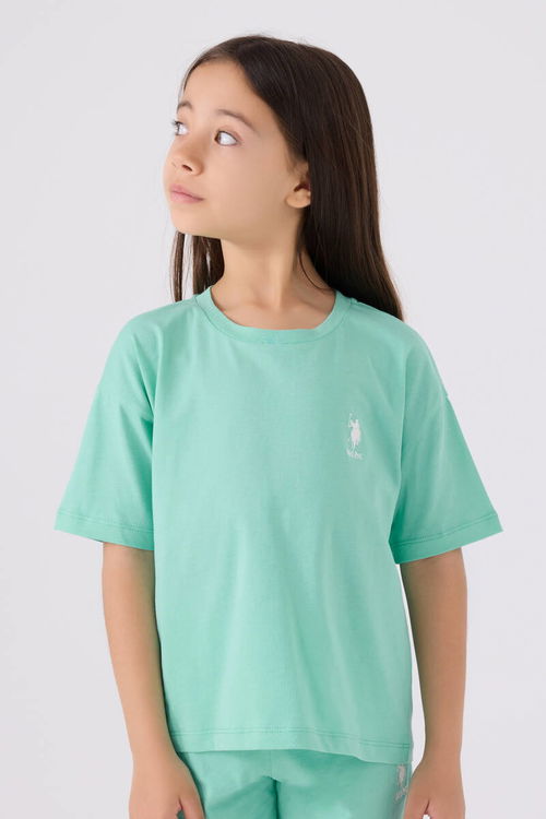 U.S. Polo Assn Kız Çocuk Mint Bermuda Takım