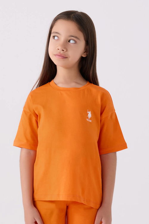 U.S. Polo Assn Kız Çocuk Orange Bermuda Takım