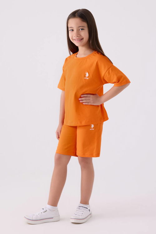 U.S. Polo Assn Kız Çocuk Orange Bermuda Takım