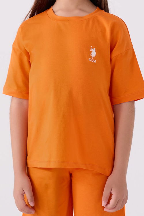 U.S. Polo Assn Kız Çocuk Orange Bermuda Takım