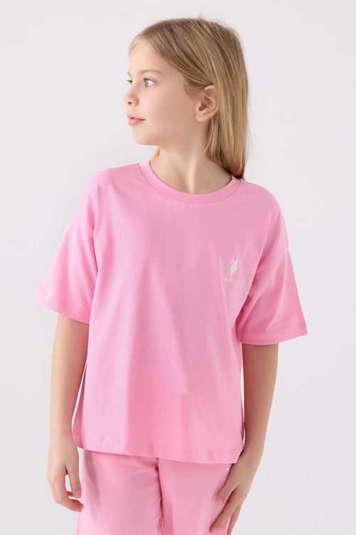 U.S. Polo Assn Kız Çocuk Pembe Bermuda Takım