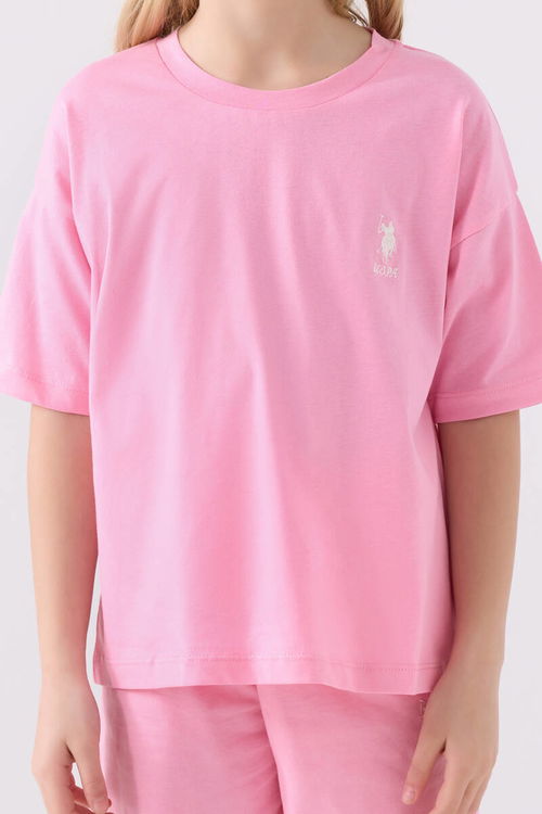 U.S. Polo Assn Kız Çocuk Pembe Bermuda Takım